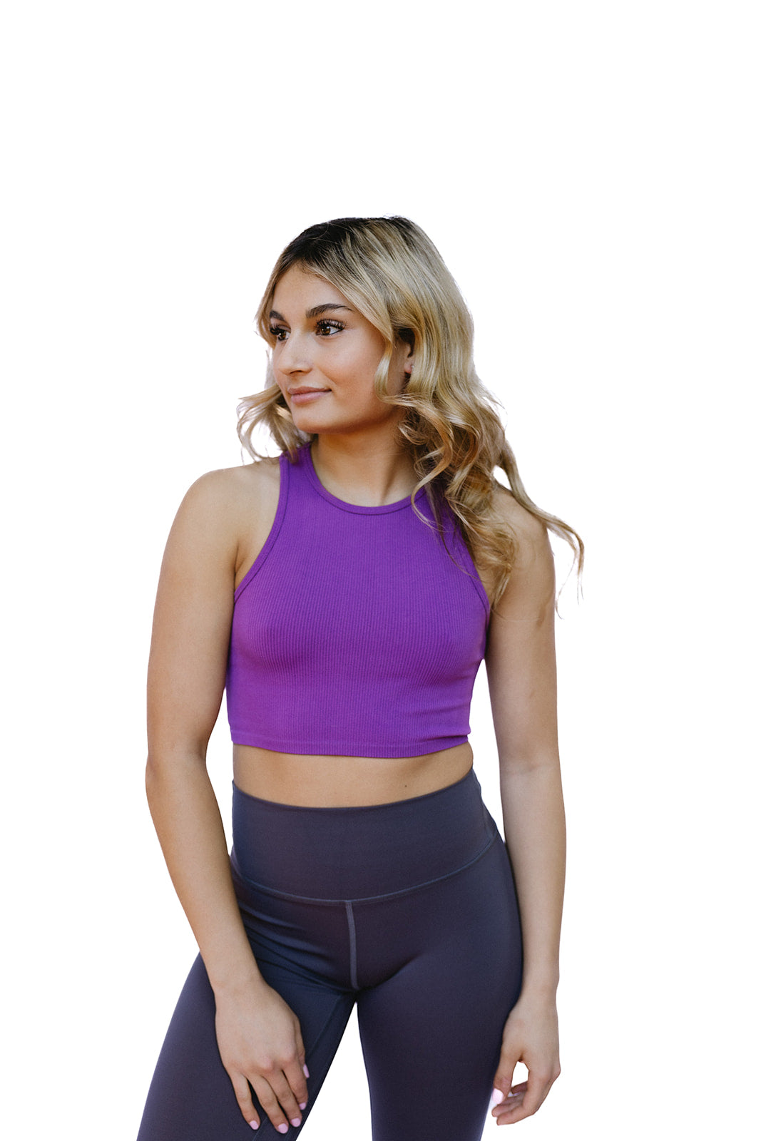 High Neck Ribbed Crop Top